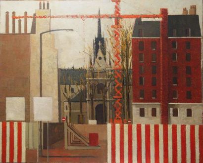 Emilio TRAD (1953) L?église saint Bernard, 1991 Huile sur toile 81x100 cm