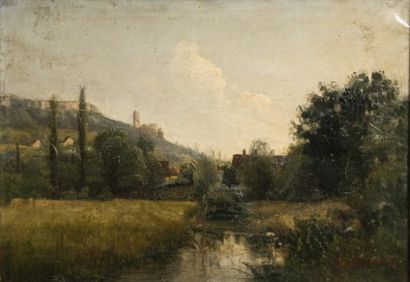 Marcel ORDINAIRE (1848-1896) Paysage à la rivière Huile sur toile signée en bas à...