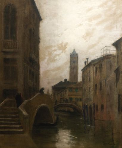John Siebe TEN CATE (1858-1908) Canal à Venise Pastel, signé en bas à droite 51 x...