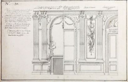 Louis-Félix de LA RUE (Paris 1720-1765) 
Projet de décor pour le salon du château...