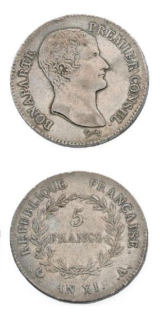 null CONSULAT (1799-1804): Bonaparte, Premier Consul 5 francs. An XI. Paris. G.577....