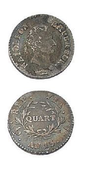 null PREMIER EMPIRE (1804-1814) Quart de franc. An 13. Paris. G.346. Superbe.