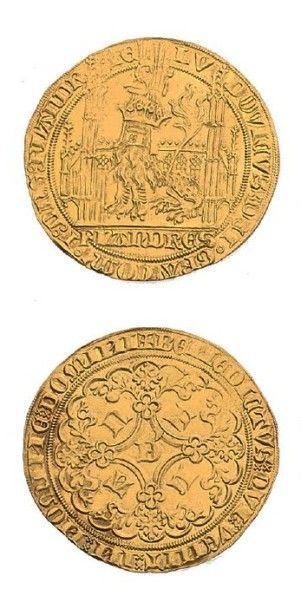 null FLANDRE Louis de MALE (1346-1384) Lion heaumé d'or.
Delm. 460. Fr.157. Supe...