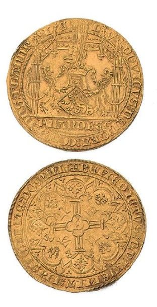 null FLANDRE Louis de MALE (1346-1384) Vieil heaume d'or.
Delm. 462. Fr.159. Rare...