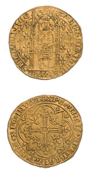 null PROVENCE Jeanne de Naples (1343-1352) Franc à pied en or.
Fr.208. TTB à sup...
