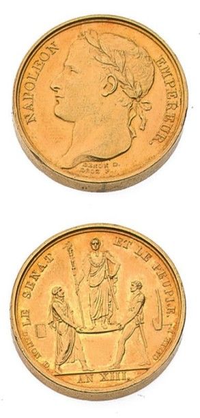 null PREMIER EMPIRE (1804-1814) Médaille en or. 13,80 g. Le Sénat et le Peuple. An...