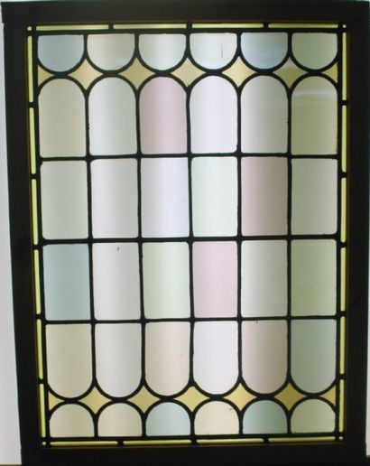 null Vitrerie en verre cathédral. XIXe siècle. 49 x 66 cm