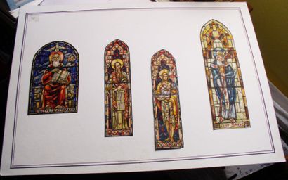 null MAQUETTE POLYCHROME représentant 4 saints. Saint Jean, Saint Paul, Saint Brieuc...