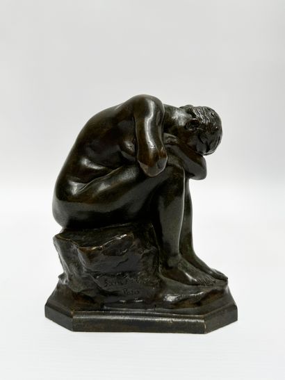  Aimé-Jules DALOU (1838-1902)
La vérité méconnue ou le miroir brisé
Bronze à patine... Gazette Drouot