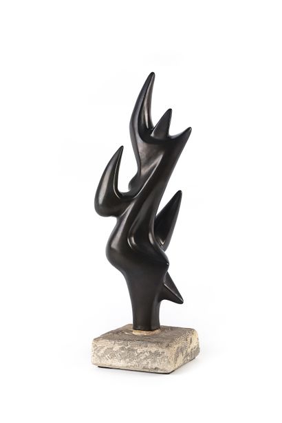  Georges JOUVE (1910-1964)
Exceptional and rare free-form sculpture in black glazed... Gazette Drouot