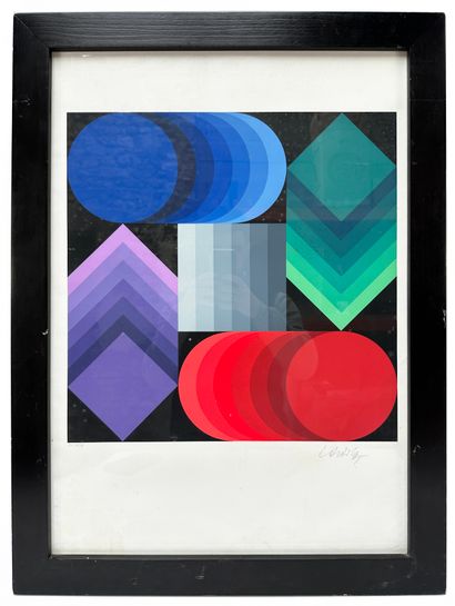  Victor VASARELY (1906-1977) 
Kinetic composition
Silkscreen
Signed in pencil and... Gazette Drouot