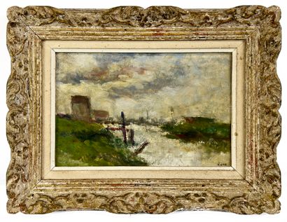  Maximilien LUCE (1858-1941)
Landscape
Oil on canvas board.
Signed lower right
15.5... Gazette Drouot