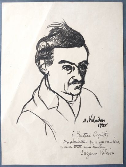  « Portrait de Maurice Utrillo »
Lithographie signée Suzanne Valadon ,dédicacée «... Gazette Drouot