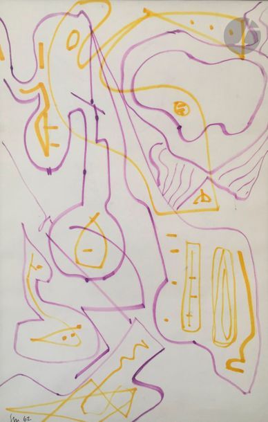 null Jean MAILHE (1912-1997)
Compositions, 1962-63
6 crayons gras ou feutres.
Signés...