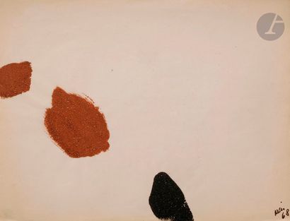 null Composition, 1968
Poudre de charbon et brique sur papier.
Datée en bas à droite.
(Infimes...