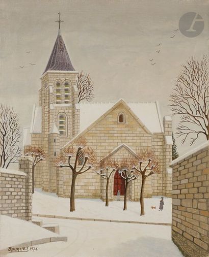 null André BOUQUET (1897-1987)
église sous la neige à Bruyères-le-Chatel, 1974
Huile...