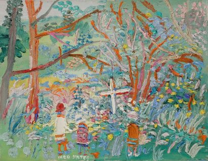 null Fred YATES (1922-2008)
Enfants à la croix
Acrylique sur toile.
Signée en bas...