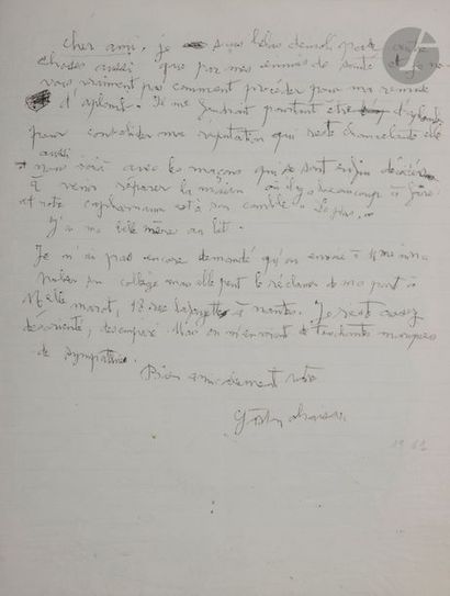 null Gaston CHAISSAC (1910-1964)
Composition, 1961
Encre.
Dessin sur une lettre manuscrite...