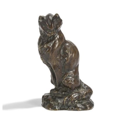 null THOMAS FRANÇOIS CARTIER (1879-1943) 
Chat assis 
Sculpture. Épreuve en bronze...