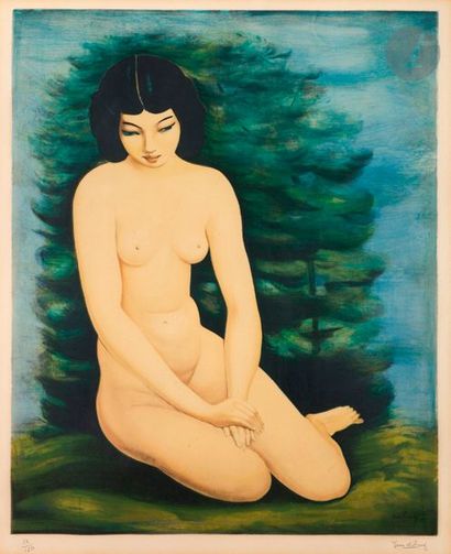 null Moïse Kisling (1891-1953) 
Nude in a landscape. Lithography. 465 x 580. color...
