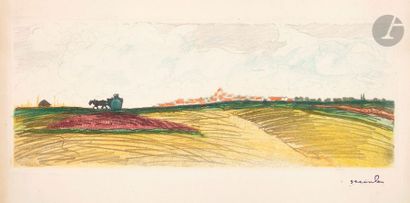 null Théophile-Alexandre Steinlen (1859-1923) 
Paysage avec carriole. Vers 1918....