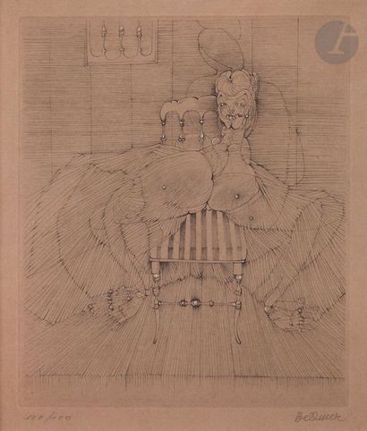 null Hans Bellmer (1902-1975) 
La Chaise Napoléon III. 1970. Pointe sèche et burin...