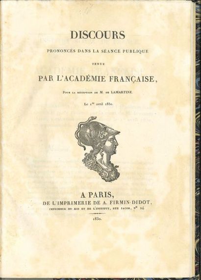 null LAMARTINE Alphonse de (1790-1869) [AF 1829, 7e f].
Discours prononcés dans la...