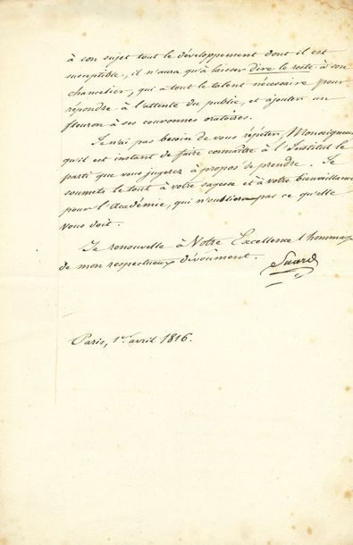 null SUARD Jean-Baptiste (1732-1817) journaliste et littérateur [AF 1774, 26e f].
L.S....