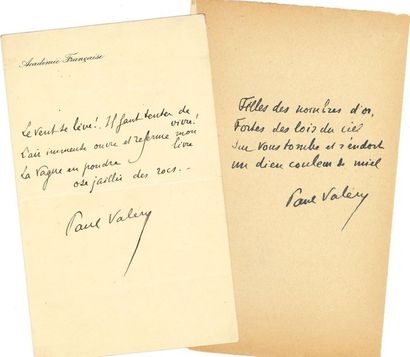null VALÉRY Paul (1871-1945) [AF 1925, 38e f].
2 POÈMES autographes signés « Paul...