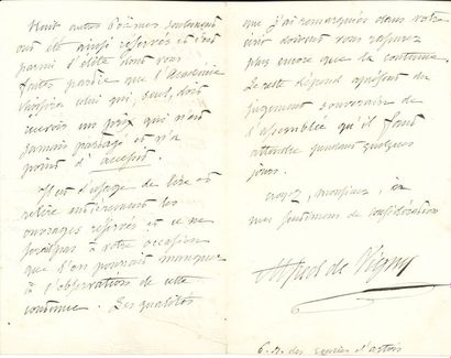 null VIGNY Alfred de (1797-1863) [1845, 32e f].
Manuscrit autographe, Académie, et...