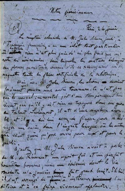 null ZOLA Émile (1840-1902).
MANUSCRIT autographe, Notes parisiennes, Paris 23-24...