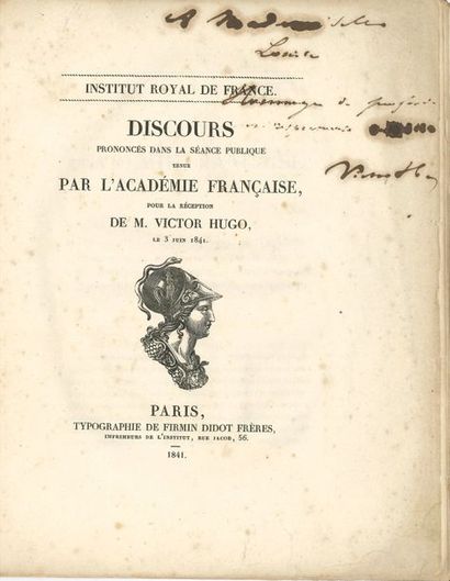 HUGO Victor (1802-1885) [AF 1841, 14e f].
Discours...