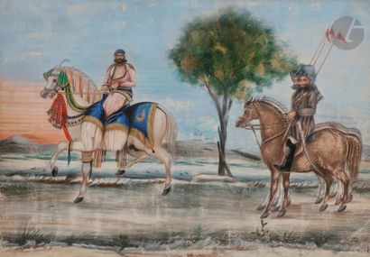 null Parade d’un prince rajput, Inde du Nord, période raj, fin XIXe siècle
Aquarelle...