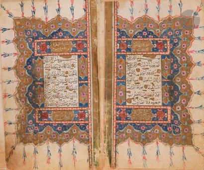 null Coran ottoman signé et daté 1241 H / 1825 
Manuscrit complet de 15 lignes de...