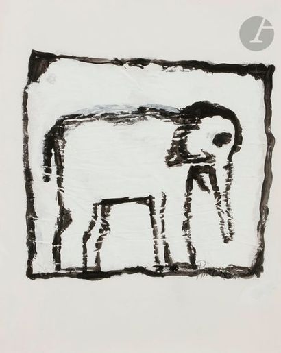 null Jean-Pierre PINCEMIN (1944-2005)
éléphant
Technique mixte sur papier.
Signée...