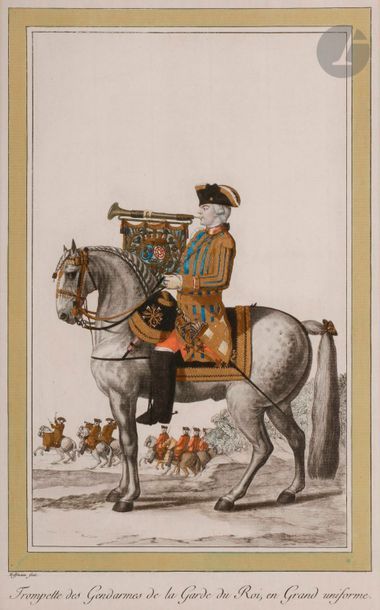 null HOFFMANN (Nicolas) 
Costumes militaires suivant l’ordonnance de 1786.
- Porte-étendard...