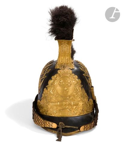 null Gendarme helmet of the King's house model 1814. Leather 
bomb and visor
 edged...