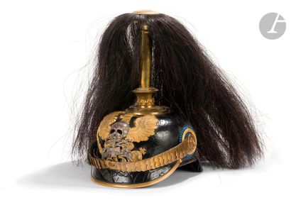 null Casque à pointe d’officier du duché de Brunswick modèle 1895.
Bombe en cuir...