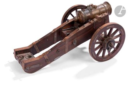 null Field howitzer. 
Bronze barrel with seven reinforcement rings and handles made...