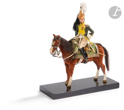 null Marcel RIFFET
Officier de dragon. Premier Empire
Figurine équestre peinte habillée...