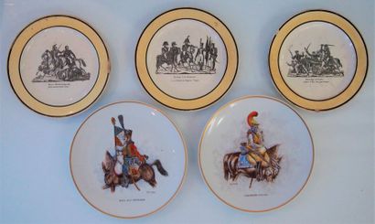 null Set of 5 plates: 
- 2 plates signed Conrad about First Empire horsemen. Diameter
:...