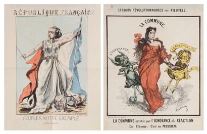 J. CORSEAUX Peuples notre exemple sera suivi, 21 mars 1871. Lithographie Lemaire...