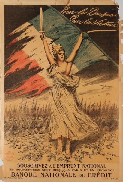 Georges SCOTT Pour le drapeau pour la victoire. Banque Nationale de Crédit, 1917....