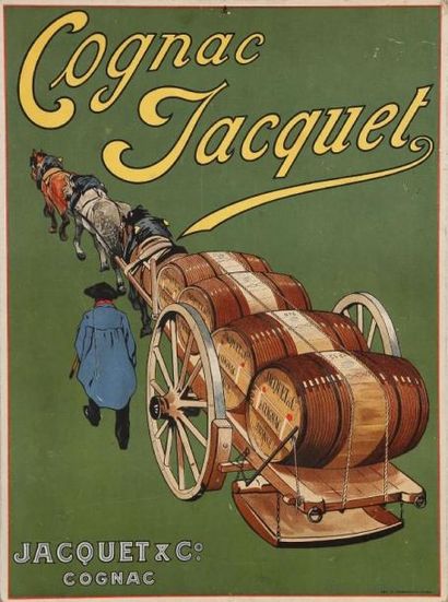 ANONYME Cognac Jacquet. Imp. Champenois, Paris. Carton publicitaire. B.E. 42.5 x...