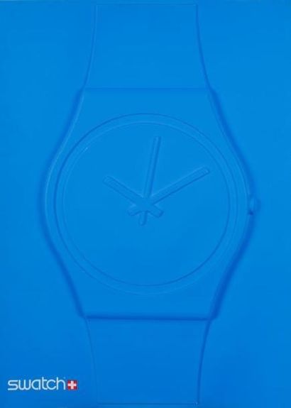 MIZUTANI Swatch. Tokyo, 1987. Plastique bleu thermo-formé. B.E. 103 x 73 cm.
