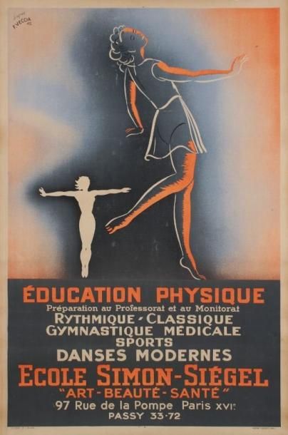 F. VECCIA (d'après) Ecole Simon Siegel, 1945. Imp. Avenir Publicité, Paris. Entoilée....