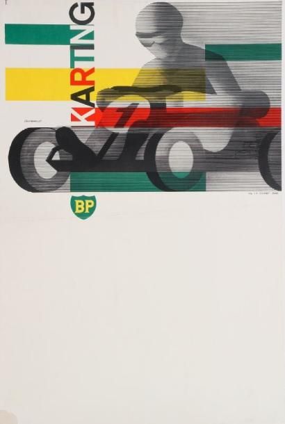 GONZAGUE Karting BP. Imp. Courbet, Paris. Entoilée. B.E. (coin bas gauche). 59 x...