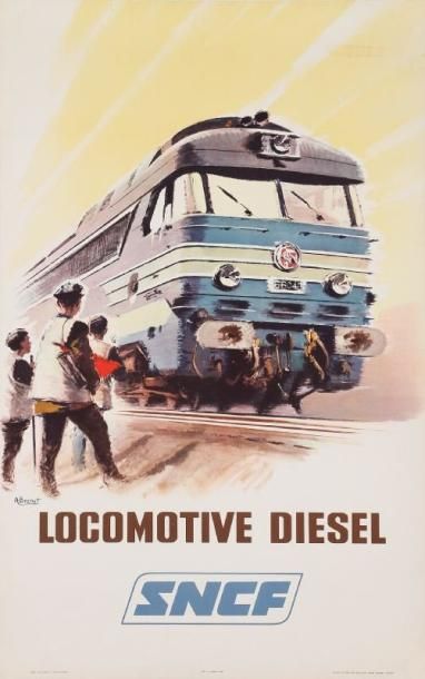 A. BRENET Locomotive Diesel SNCF. Imp. Courbet, Paris. (1966). Entoilée. B.E. 100...