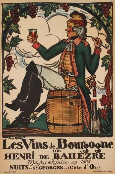 Guy ARNOUX Les Vins de Bourgogne. Imp. Devambez, Paris. Entoilée. B.E. 120 x 80 ...