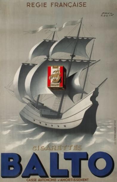 Paul COLIN Cigarettes Balto. Imp. Création Joseph Charles, 1938. Entoilée. B.E. 95...